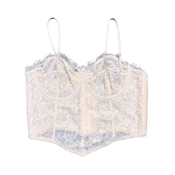 Hunter & Brown Tops - Beige Corset Lace Top Size Medium Bustier Cream Crop Tank Top